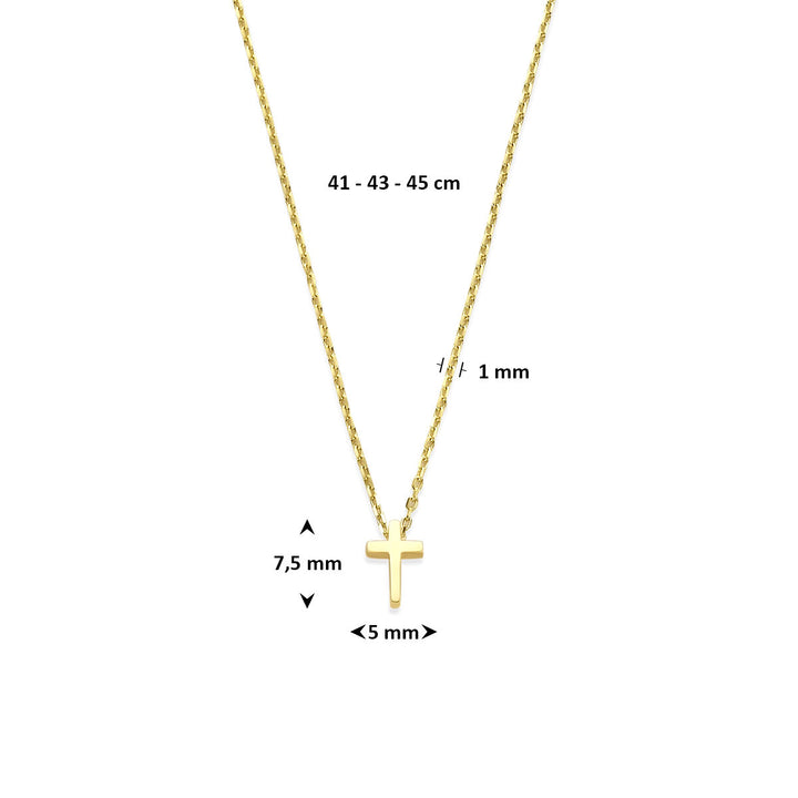9k goudkleurig collier met kruisje