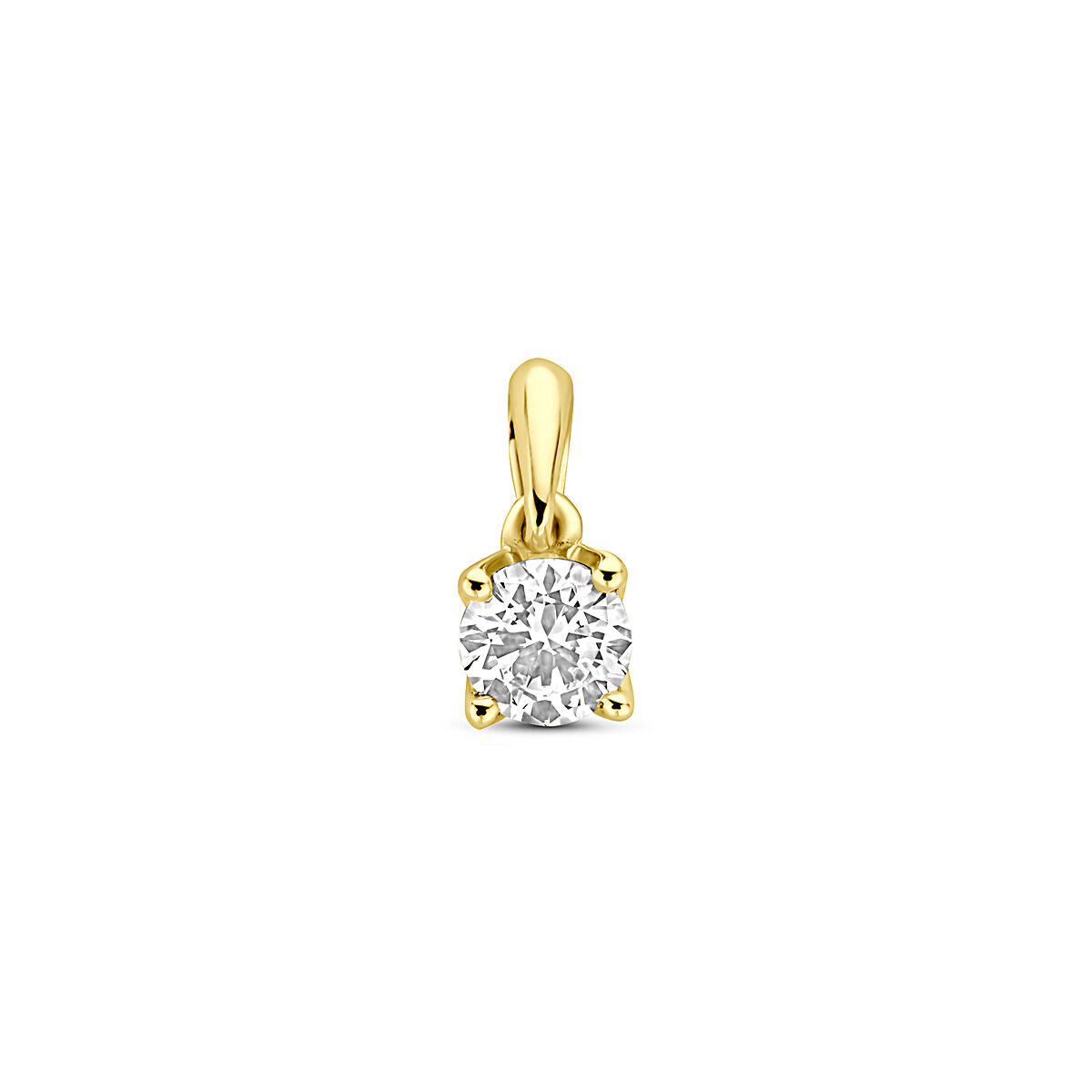 Hanger van 14K geelgoud met een lab grown diamant van 0.25ct, rond geslepen en 9,5 mm groot.