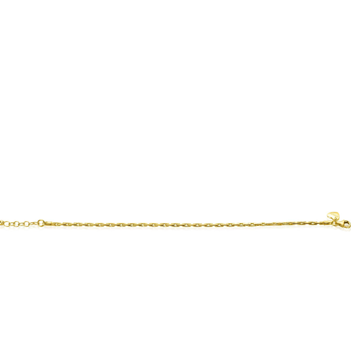 De Zinzi Armband zilver ZIA2648G 18-21cm van Zinzi heeft een delicaat goudkleurig schakelontwerp en een kleine sluiting, prachtig weergegeven op een effen witte achtergrond.