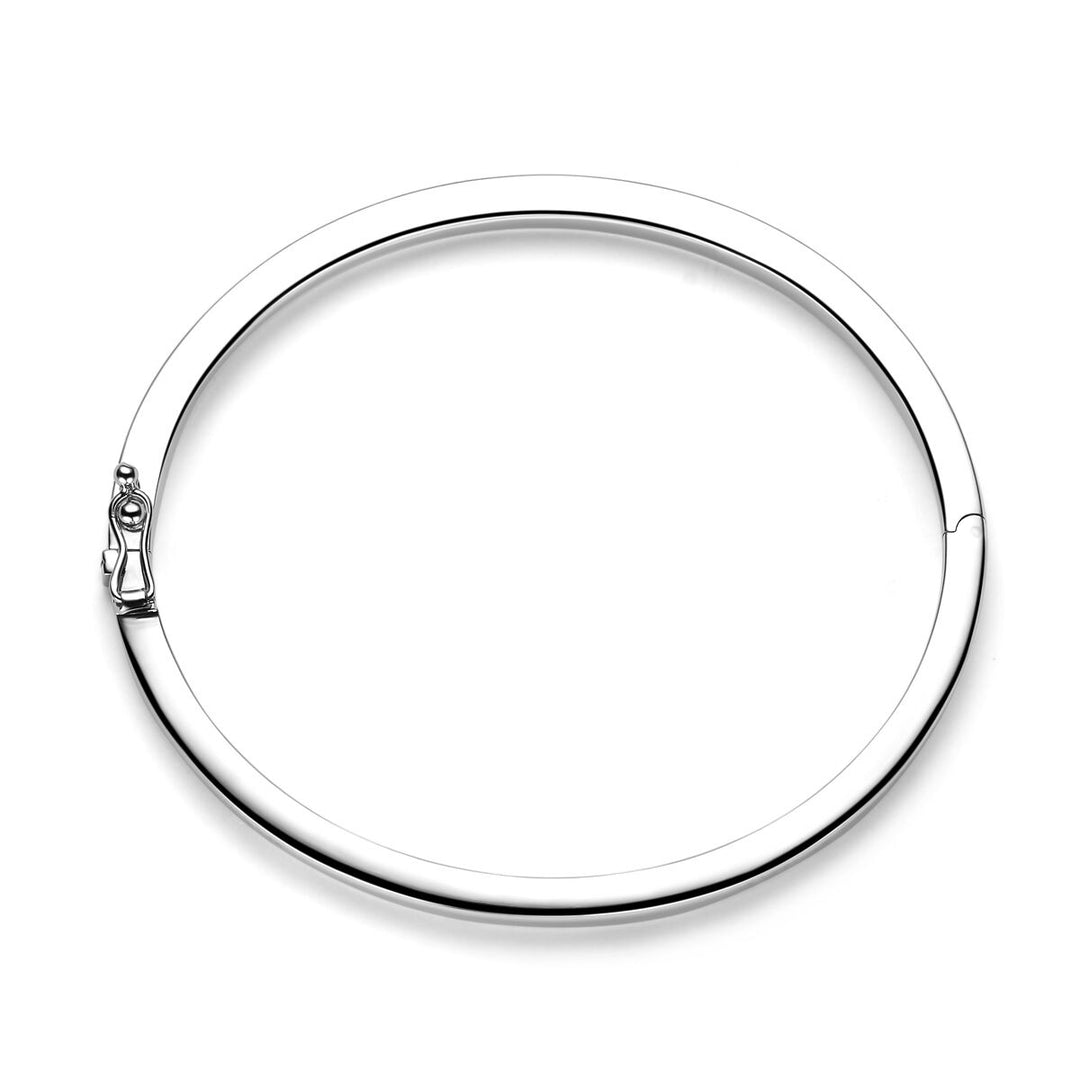 bangle flat hinge solid 4.0 mm silver rhodium plated