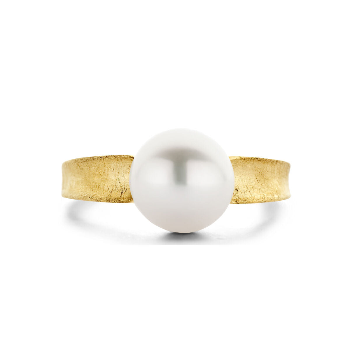ring pearl scratched 14K yellow gold