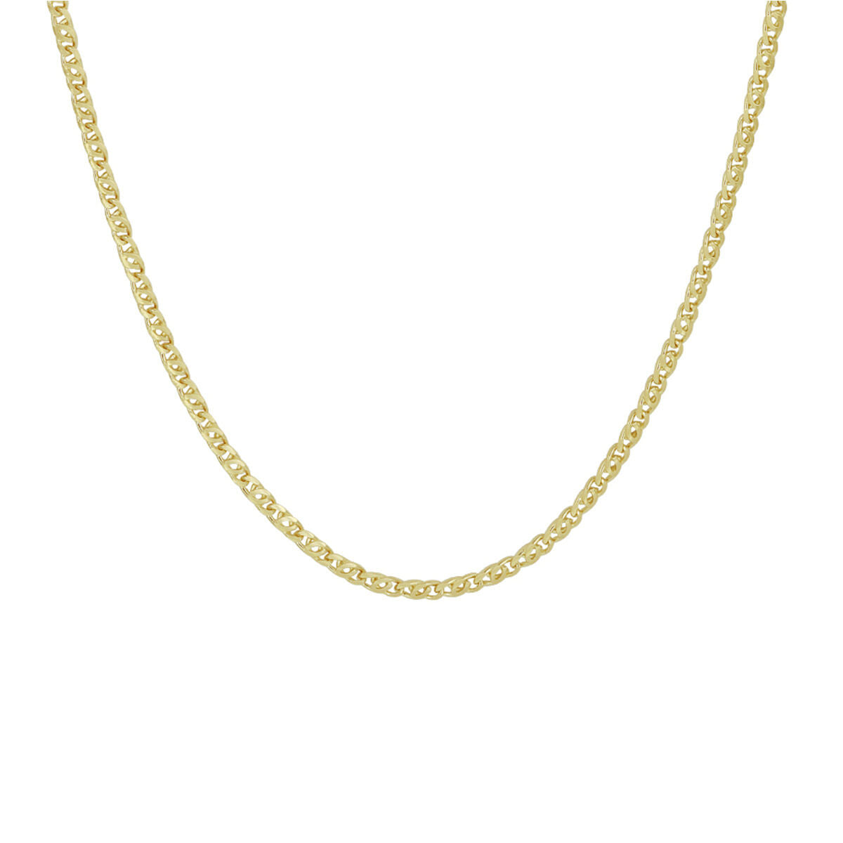 Collier van 14K geelgoud met een valkenoog schakelpunt, 1,9 mm breed en 45 cm lang.