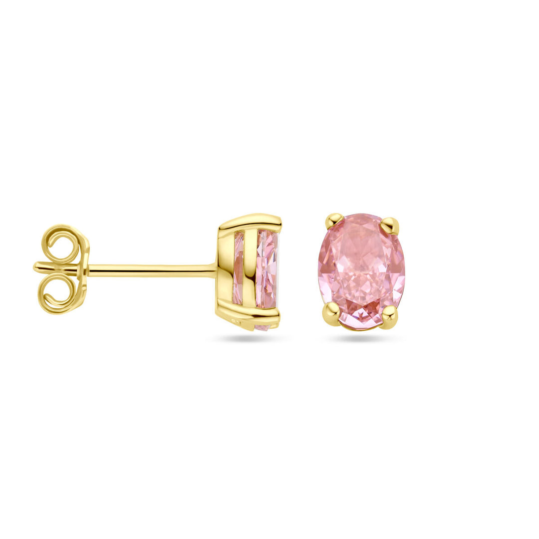 ear studs padparadscha zirconia 14K yellow gold