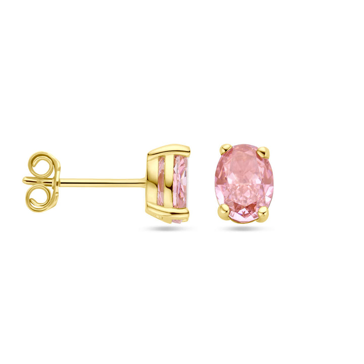 ear studs padparadscha zirconia 14K yellow gold