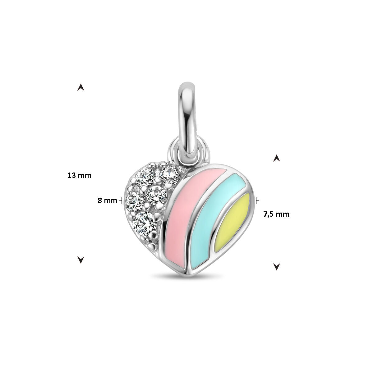 pendant heart and zirconia silver rhodium plated