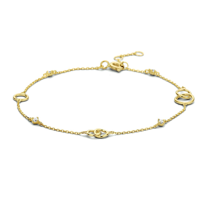 Gold bracelet ladies round zirconia 14K