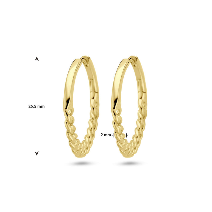 drop earrings link motif 1 micron silver gold plated (yellow)