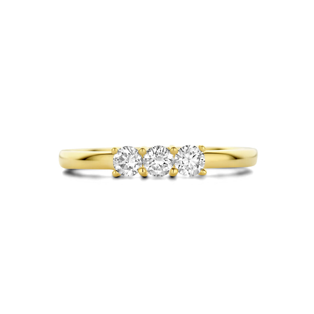 ring trilogie diamant 0.30ct h si 14K geelgoud