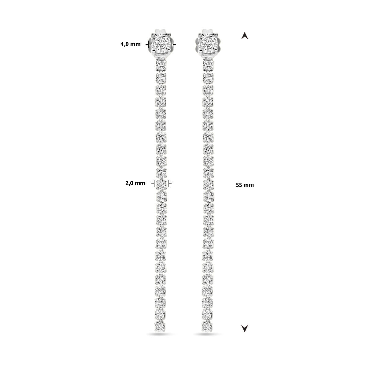 oorhangers zirkonia 55 mm zilver gerhodineerd