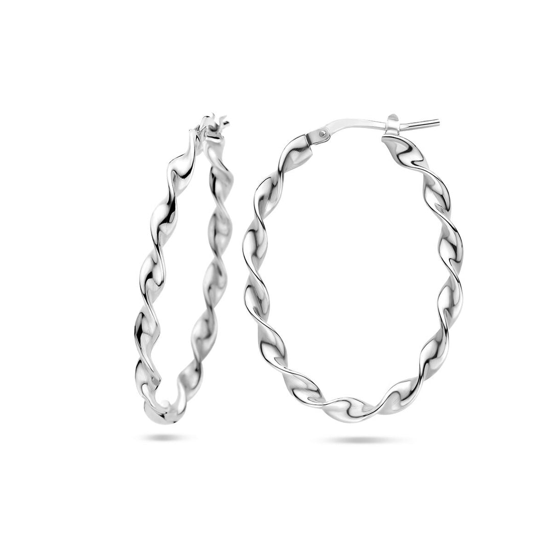 earrings twisted silver rhodium plated