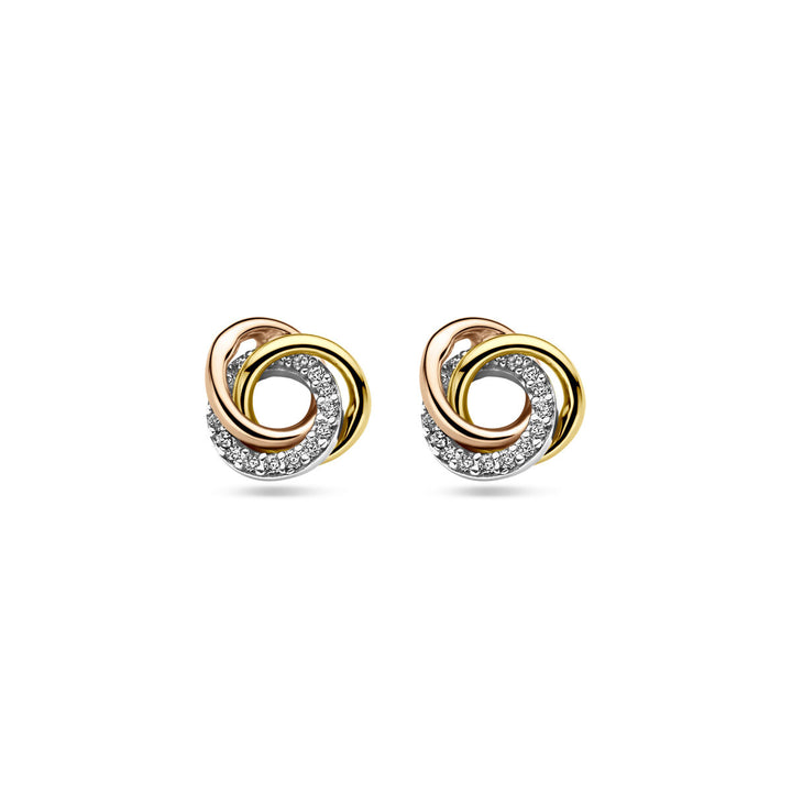 oorknoppen 9 mm 14K tricolor goud