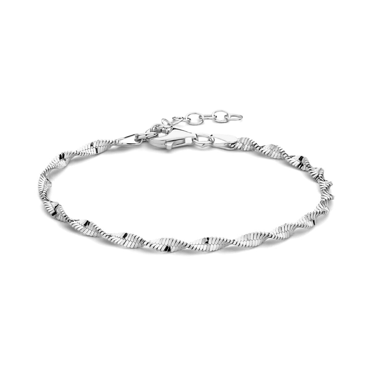 Zilveren gerhodineerde armband van 2,7 mm met een gedraaid ontwerp en een verstelbare lengte van 16 + 3 cm.