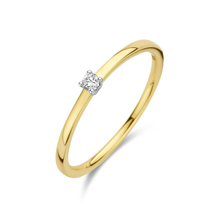 aanzoeksring diamant 0.05ct h si 14K bicolor goud geel/wit