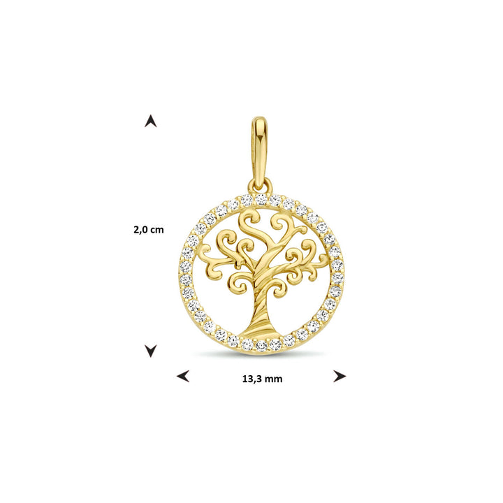pendant tree of life zirconia 14K yellow gold