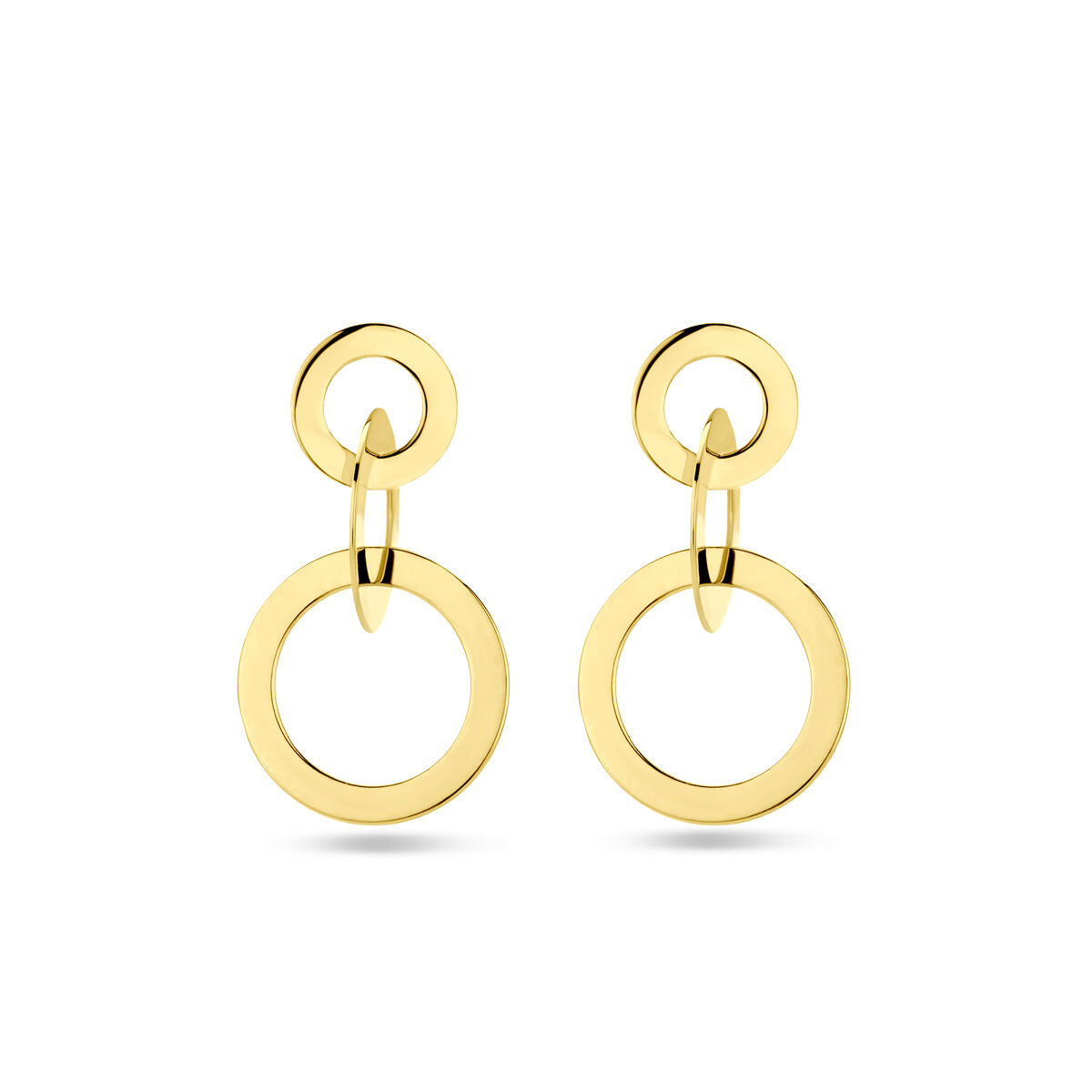 Oorhangers van 14K geelgoud met een dubbele cirkelvormige hanger.