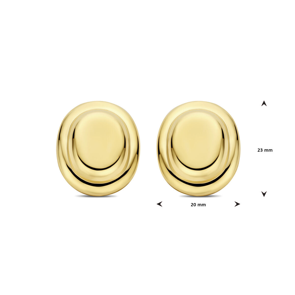 oorknoppen 23 mm 1 micron zilver verguld (geel)