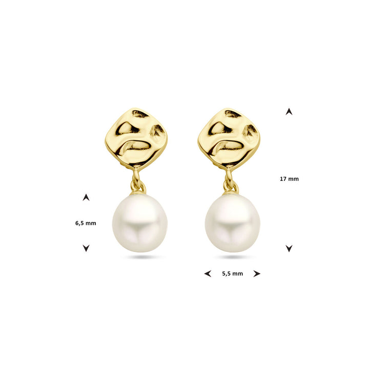 earrings pearl 1 micron silver gold plated (yellow)