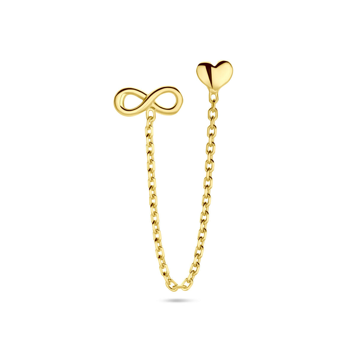 double ear stud heart and infinity per piece 1 micron silver gold plated (yellow)