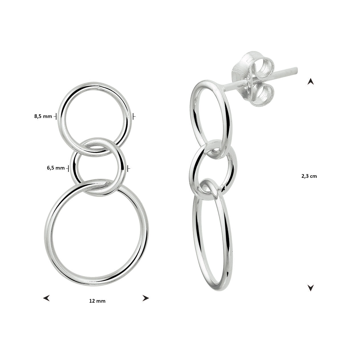 round silver rhodium plated earrings