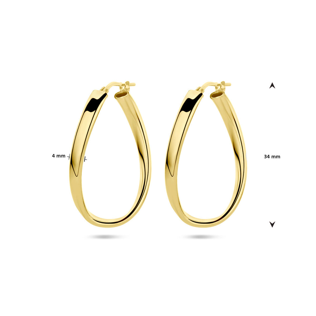 Ohrringe gedrehtes Rohr 1 Mikron Silber vergoldet (gelb)