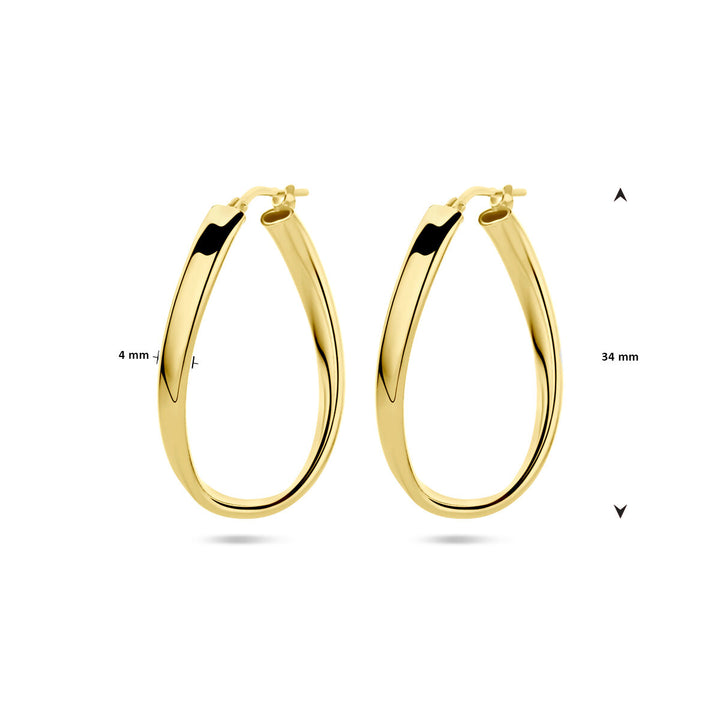 Ohrringe gedrehtes Rohr 1 Mikron Silber vergoldet (gelb)