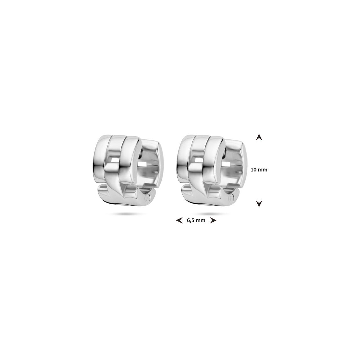 klapoorringen schakelmotief 10 mm zilver gerhodineerd