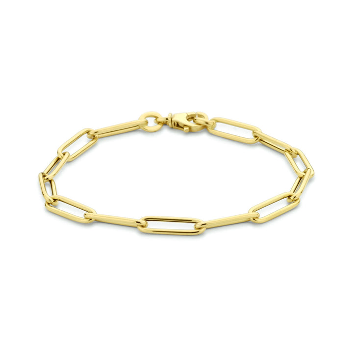 Gold bracelet ladies paper clip round tube 14K