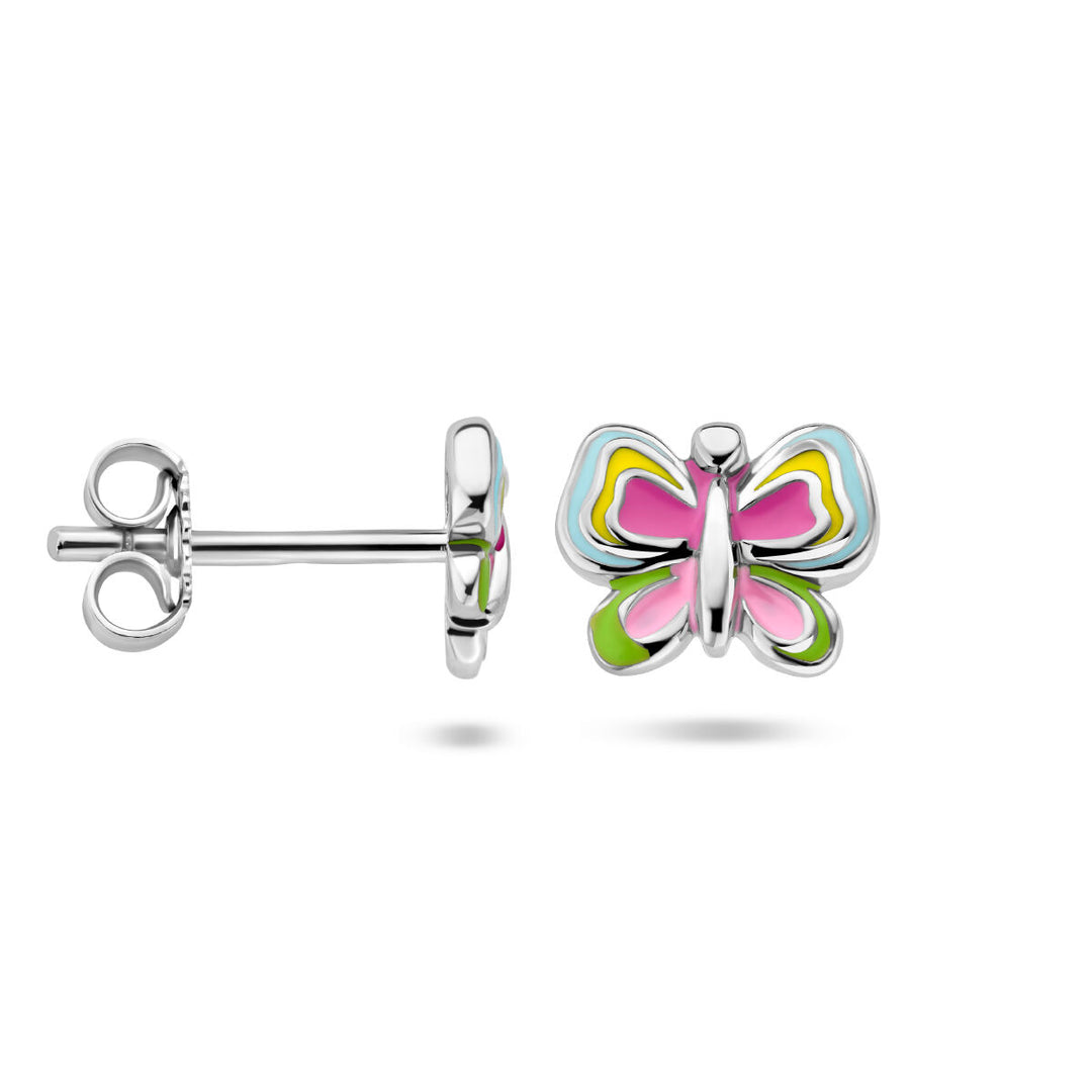 butterfly ear studs silver rhodium plated