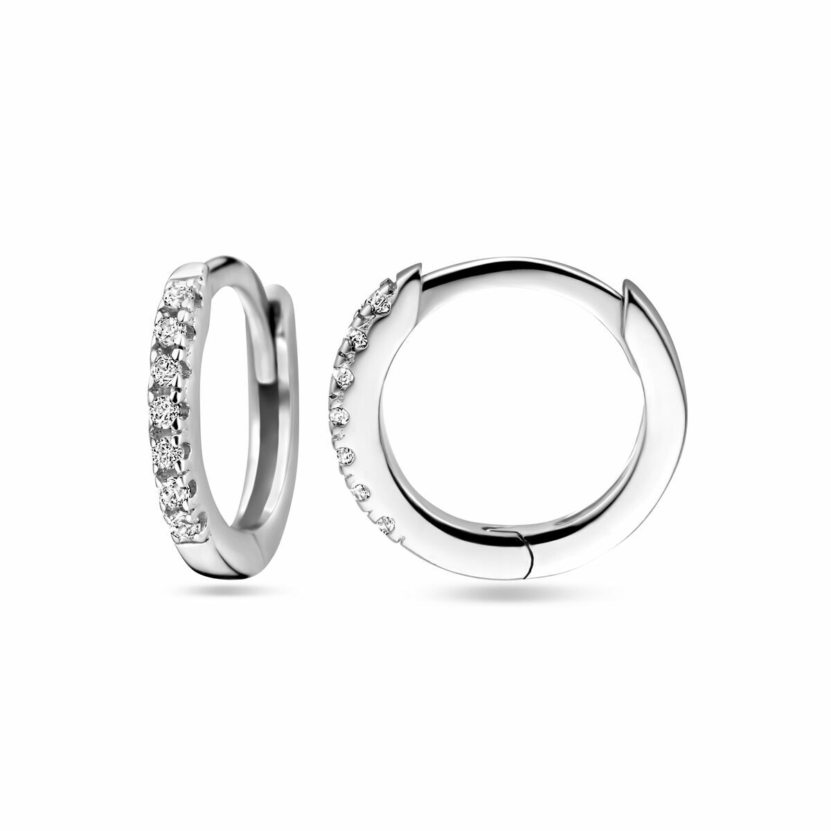 klapoorringen zirkonia zilver gerhodineerd