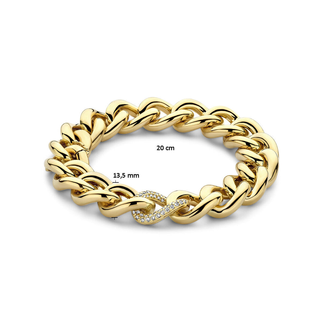 Gold bracelet ladies diamond gourmette 14K