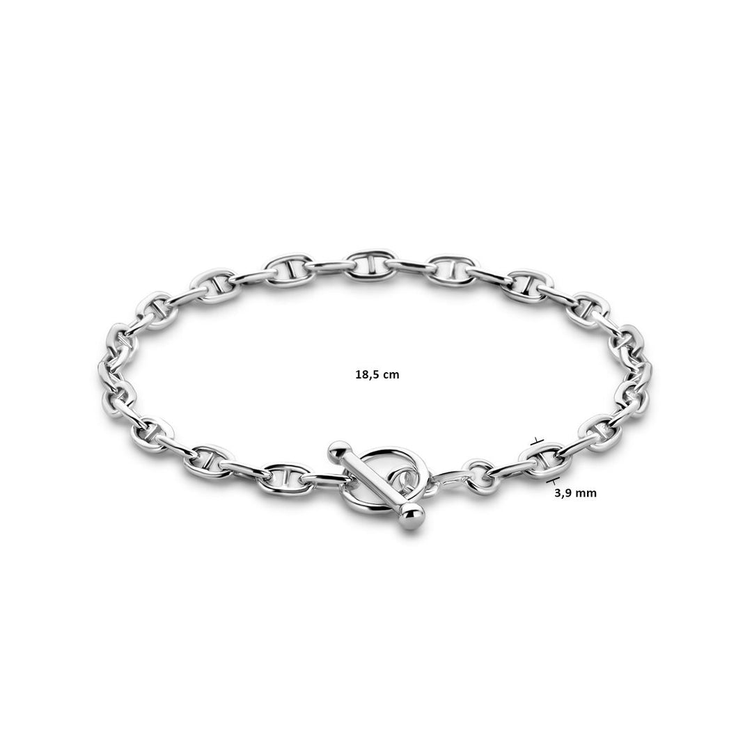 armband marine ronde buis 3,9 mm 18.5 cm kapittelslot zilver gerhodineerd