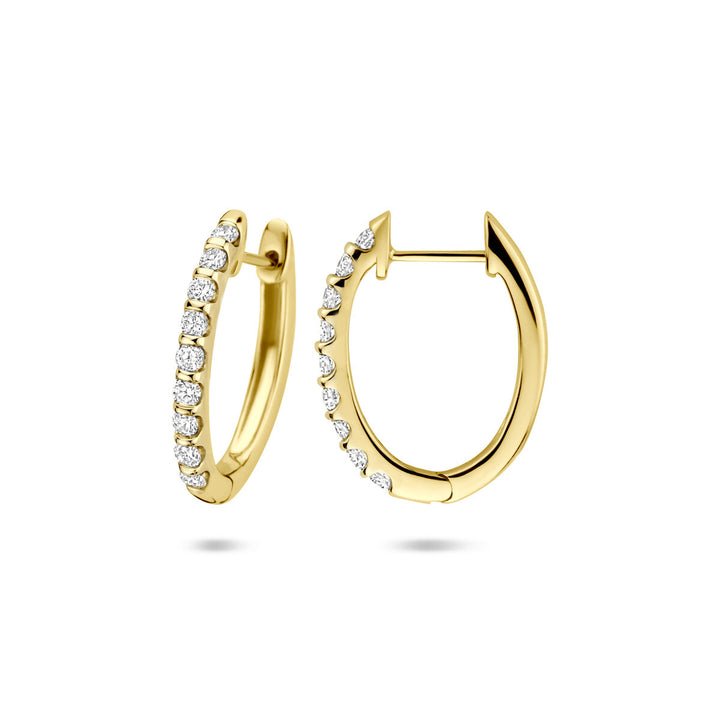 klapoorringen lab grown diamant 0.25ct (2x 0.125ct) h si 19,5 mm 14K geelgoud