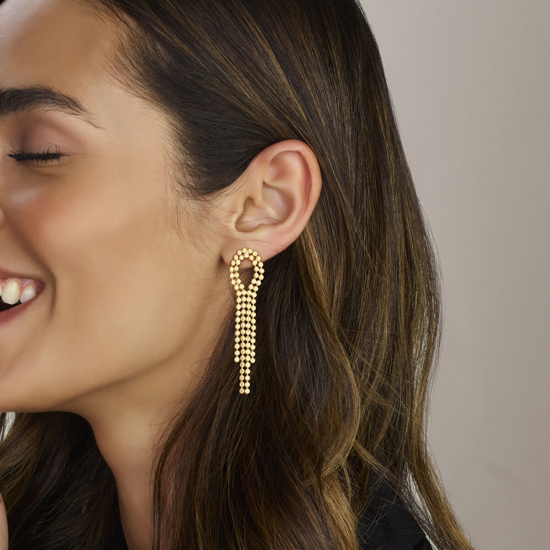 Van der Kooij Collection – Ohrringe diamantiert 72 mm 1 Mikron Silber vergoldet (gelb)