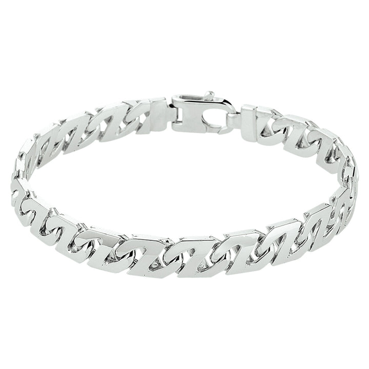 Silver bracelet men's gourmette 8.2 mm rhodium plated