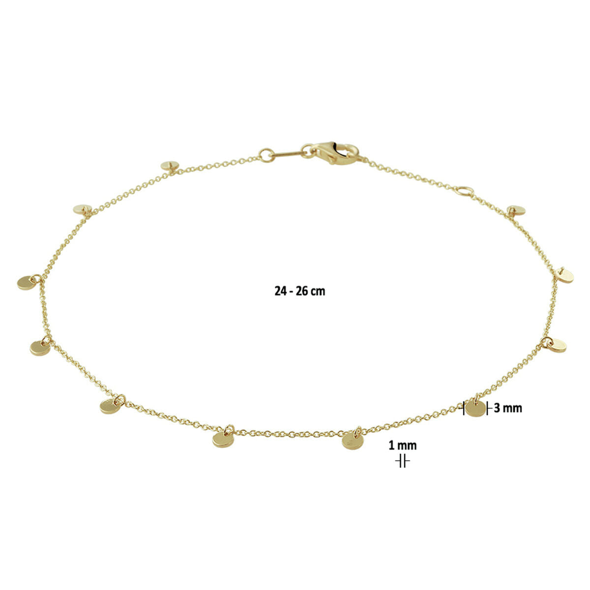 Yellow gold anklet sales