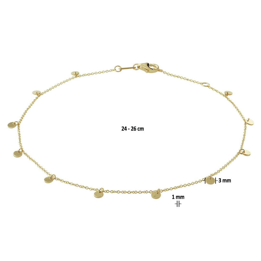 gold anklet rounds 24 - 26 cm 14K yellow gold