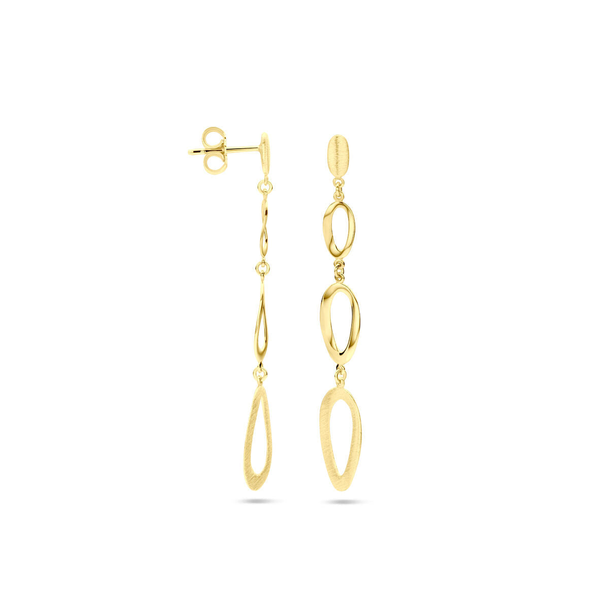 oorhangers poli/mat 14K geelgoud