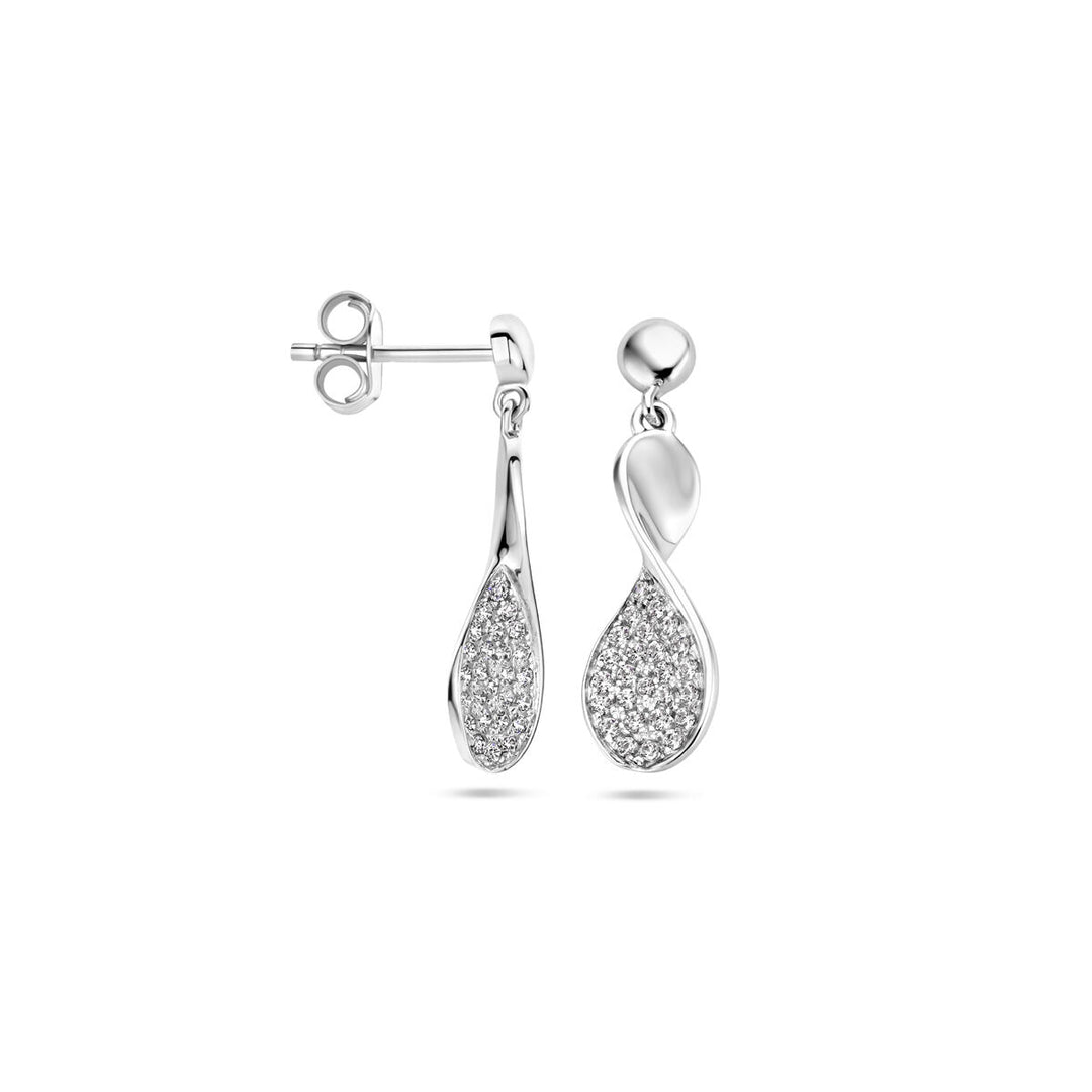 earrings zirconia silver rhodium plated