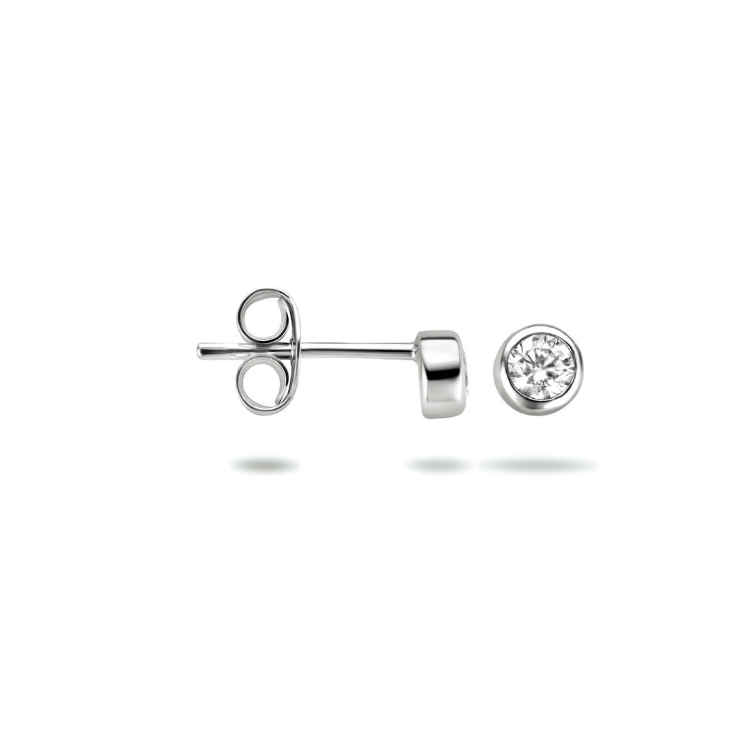 ear studs zirconia silver rhodium plated