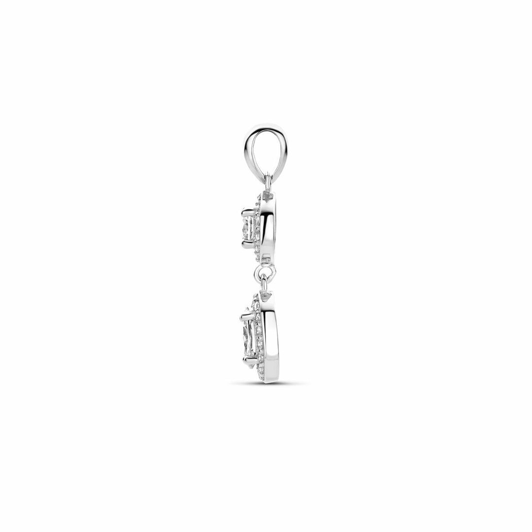 pendant zirconia halo silver rhodium plated