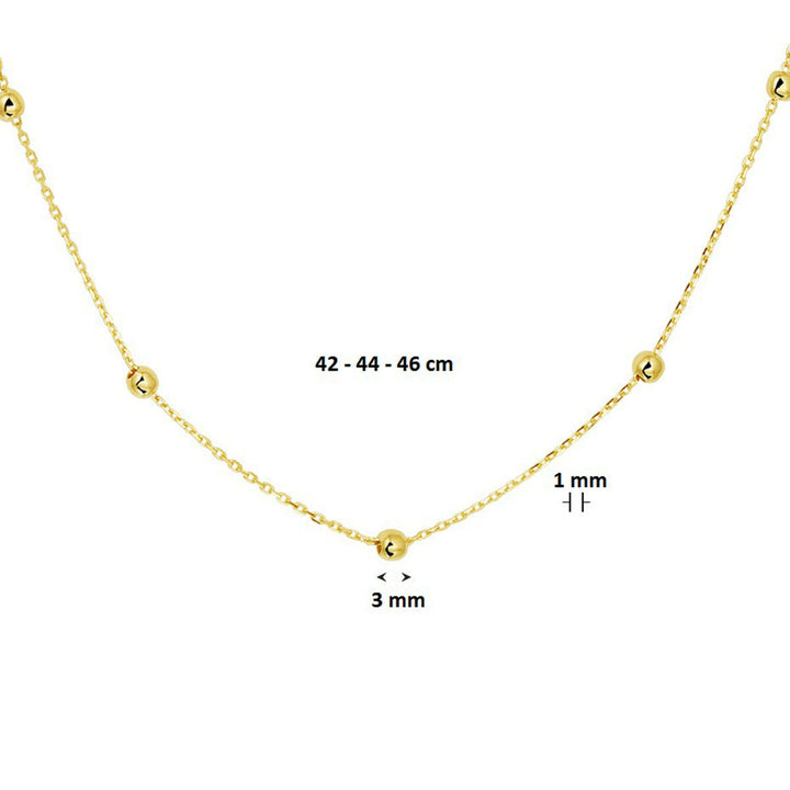 Halskette Anker und Kugeln 1,0 mm 42 - 44 - 46 cm 14K Gelbgold