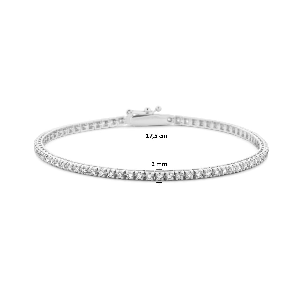 tennis bracelet diamond 1.00ct h si 2.0 mm 17.5 cm 14K white gold