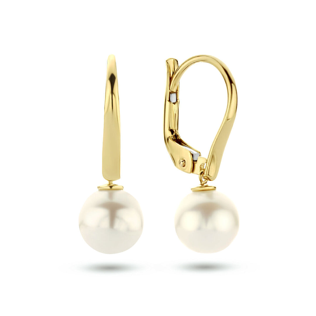 earrings pearl brisur hook 14K yellow gold