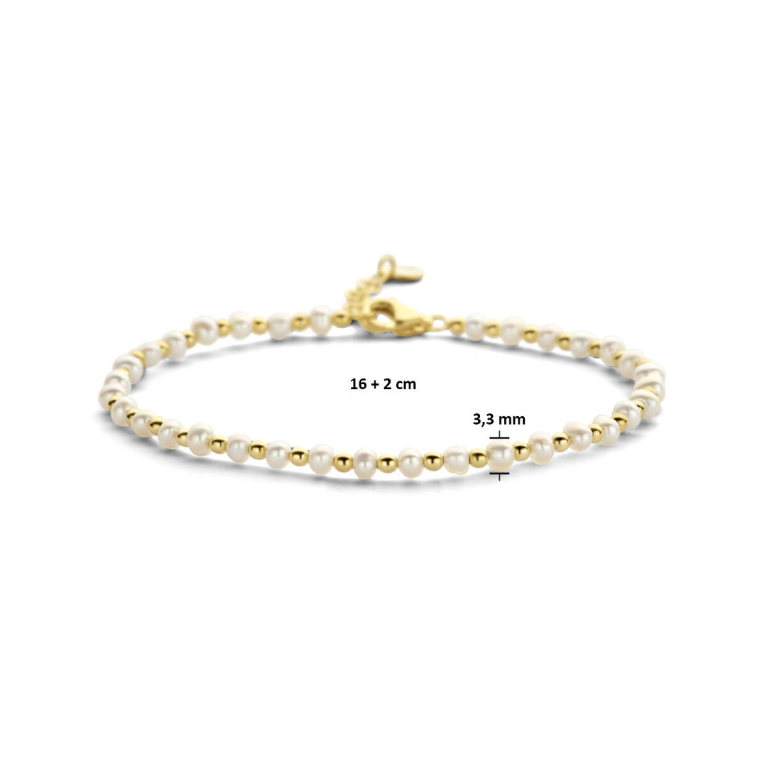 Gold bracelet ladies pearls and balls 14K