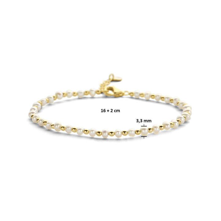 Gold bracelet ladies pearls and balls 14K