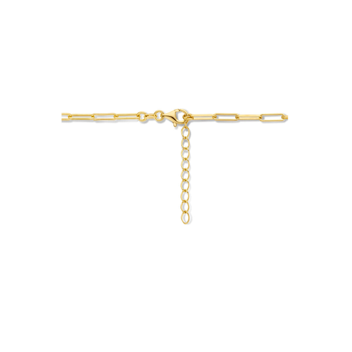 Silver necklace ladies paper clip square tube micron silver gold plated (yellow)