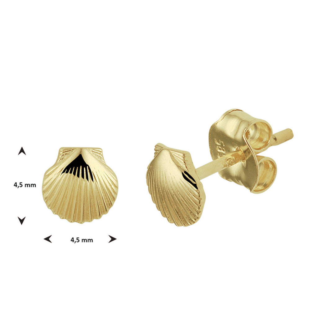 shell ear studs 14K yellow gold