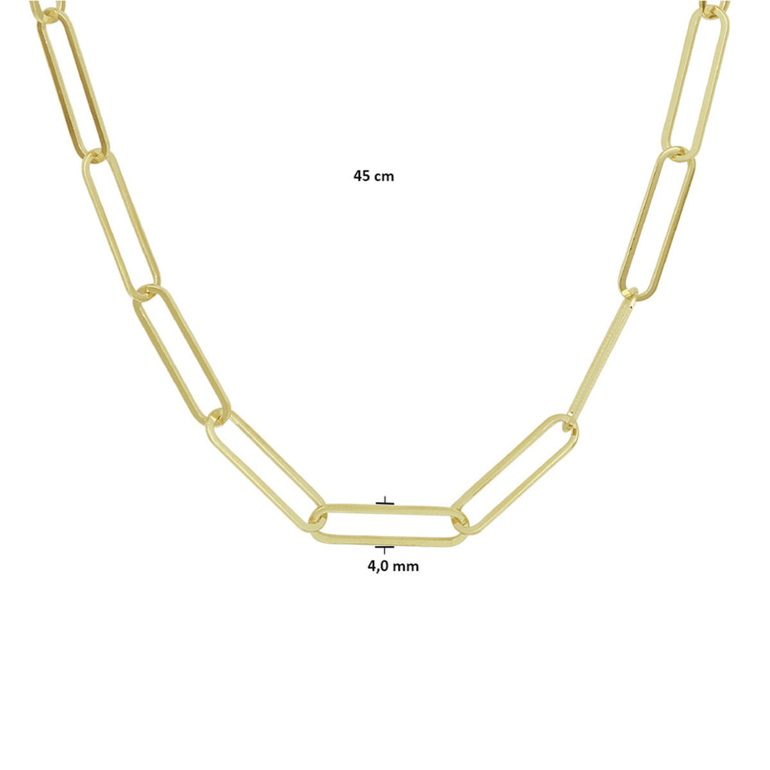 Halskette Büroklammer Flachrohr 4,0 mm 45,5 cm 14K Gelbgold
