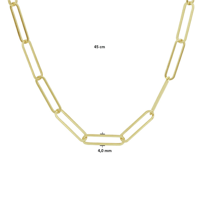 Halskette Büroklammer Flachrohr 4,0 mm 45,5 cm 14K Gelbgold