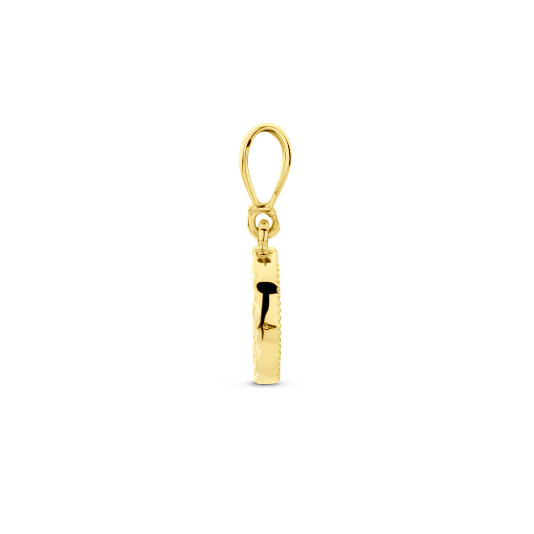 pendant circle diamond-plated 14K yellow gold